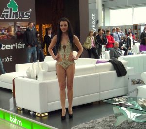 A confident woman negotiating in a business setting.
